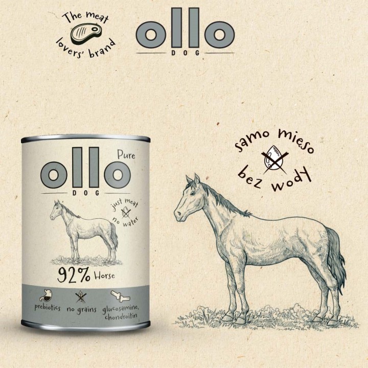 OLLO Pure Horse Mono - cibo umido per cani - 850g