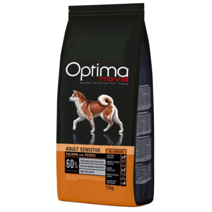 OPTIMANOVA Adult Sensitive Salmone e Patata - cibo secco per cani - 12kg
