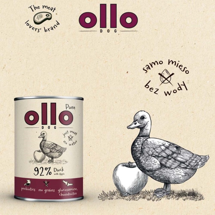 OLLO Pure Anatra con mela - cibo umido per cani - 400g