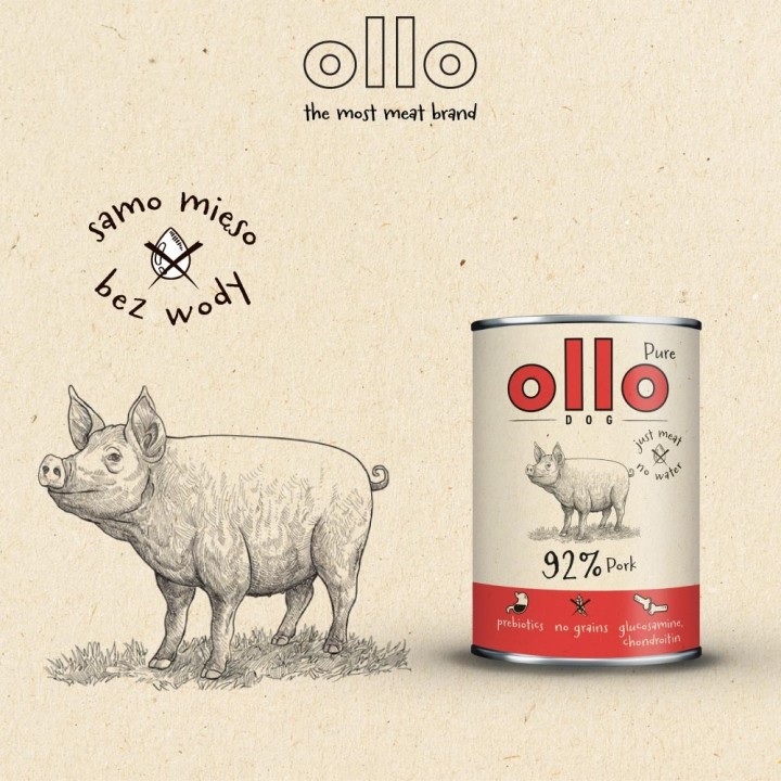 OLLO Puro maiale - cibo umido cani - 850g
