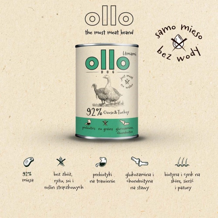 OLLO Umami Oca e tacchino - cibo umido per cani - 850g
