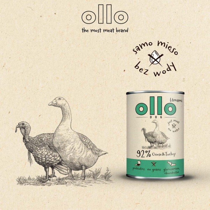 OLLO Umami Oca e tacchino - cibo umido per cani - 850g