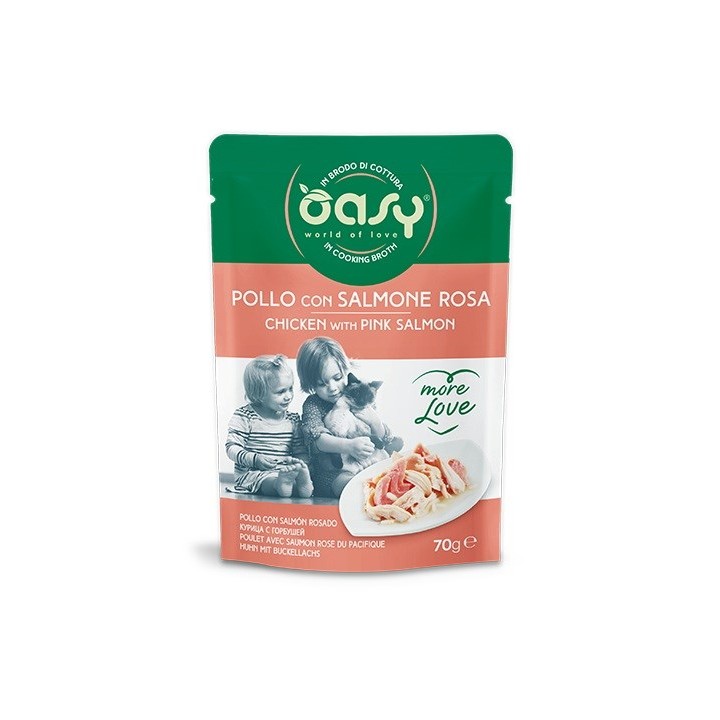 OASY More Love Pollo con salmone - cibo umido per gatti - 70g