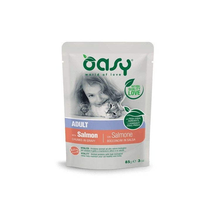 OASY Bocconcini in salsa salmone - cibo umido per gatti - 85g