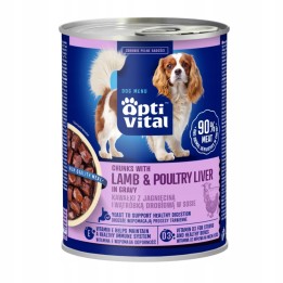 OPTIVITAL Bocconi di agnello e fegato in salsa - cibo umido per cani - 415g