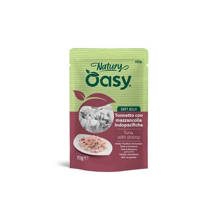 OASY Natury Soft Jelly Tonno con gambero - cibo umido per gatti - 70g