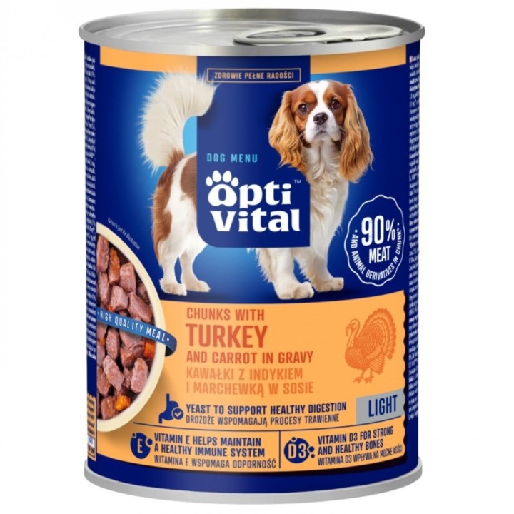 OPTIVITAL Bocconi di tacchino e carote in salsa - cibo umido per cani - 415g