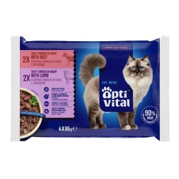 OPTIVITAL Agnello e manzo - cibo umido per gatti - 4x85g