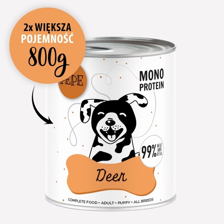 PAKA ZWIERZAKA PEPE Cervo mono - cibo umido per cani - 800g
