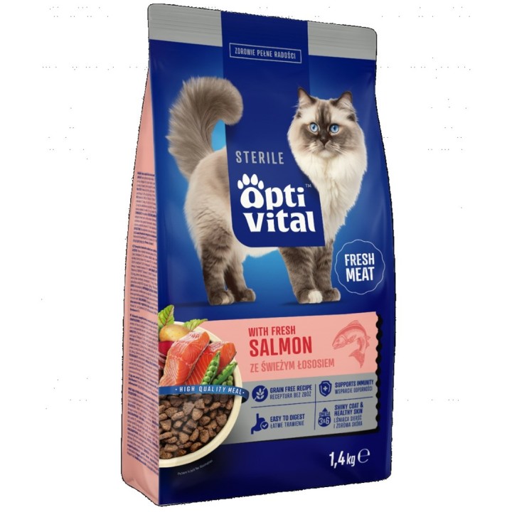 OPTIVITAL Sterile Con salmone fresco - cibo secco per gatti - 1 4kg