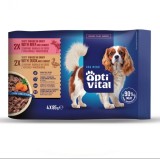 OPTIVITAL Tasty shreds con manzo e anatra in sugo - cibo umido per cani - 4x85g