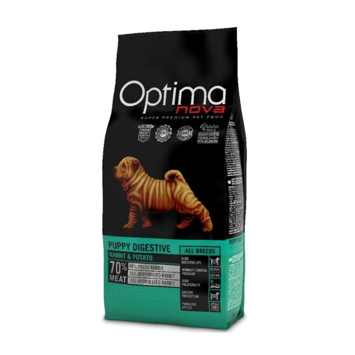 OPTIMANOVA Cucciolo Digestivo Coniglio e Patata - cibo secco per cani - 12kg