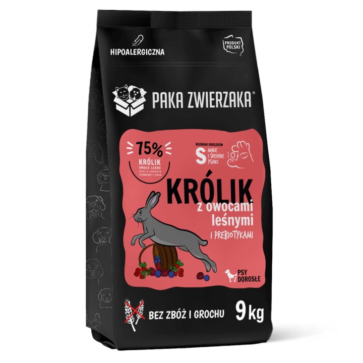 PAKA ZWIERZAKA Coniglio con frutti di bosco S - cibo secco cani - 9kg