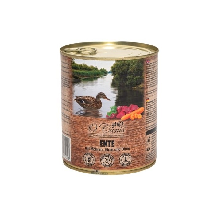 O'CANIS Cibo umido per cani in scatola - anatra miglio e carote - 800 g