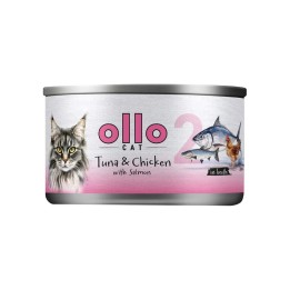OLLO Cat nr 2 Tonno & Pollo con salmone in brodo - cibo umido per gatti - 70g
