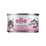 OLLO Cat nr 2 Tonno & Pollo con salmone in brodo - cibo umido per gatti - 70g