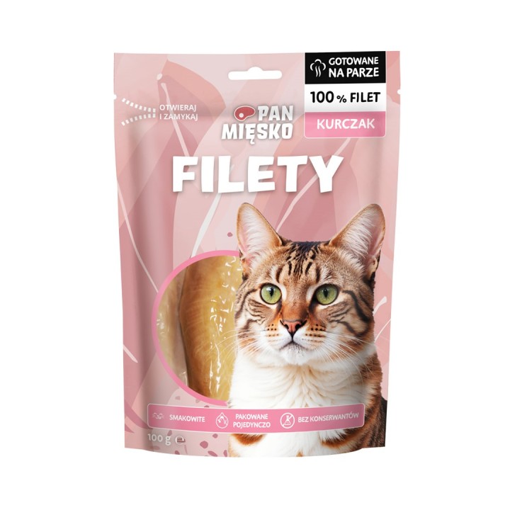 PAN MIĘSKO Filetti di pollo - snack per gatti - 100g