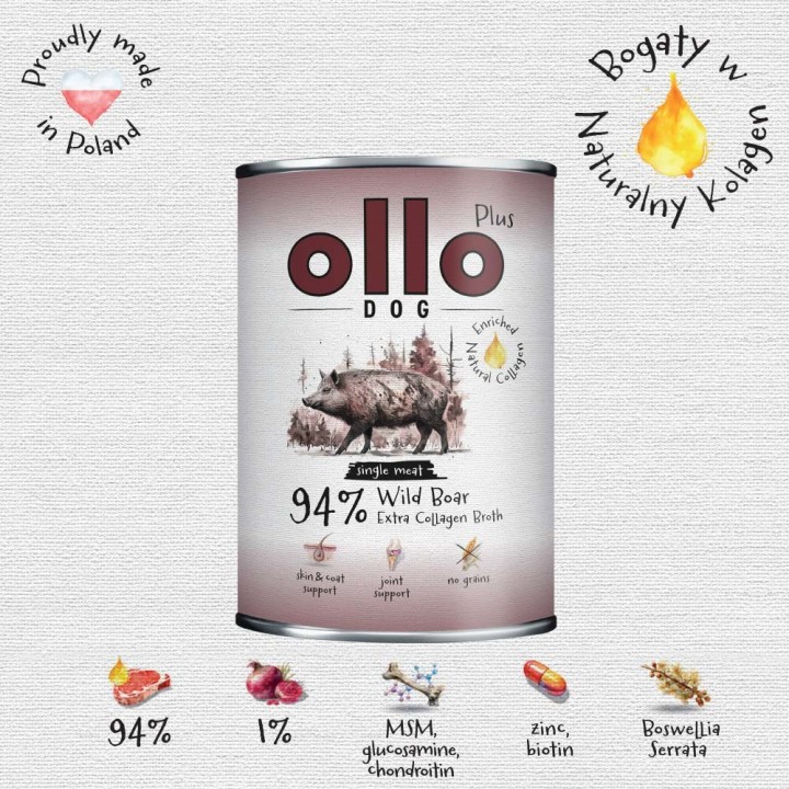 OLLO Plus Collagene Cinghiale - cibo umido per cani - 400g