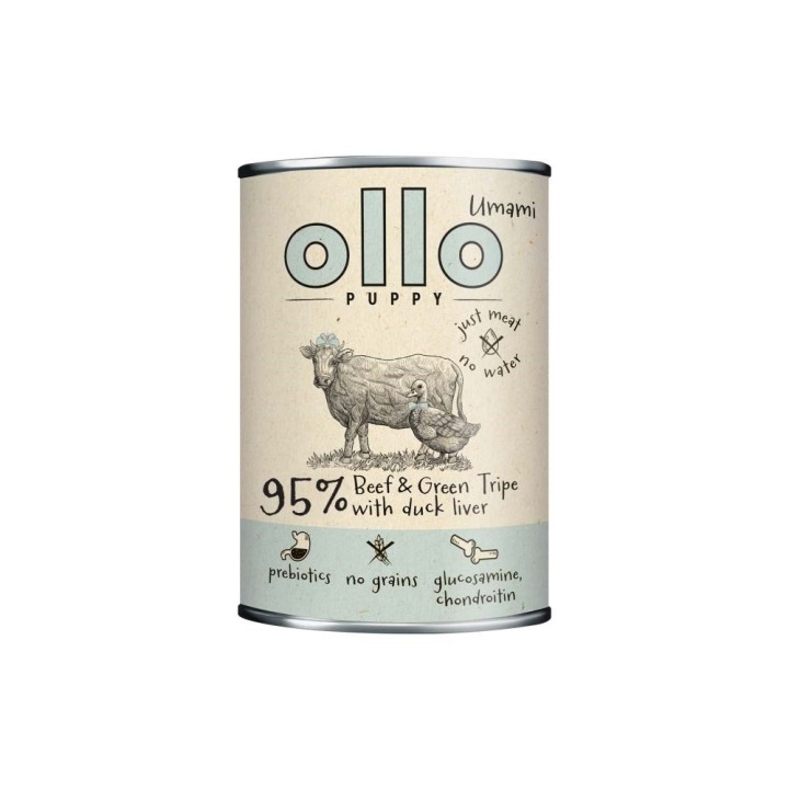 OLLO Puppy Umami Manzo e trippa verde con fegato d'anatra - cibo umido cani - 850g