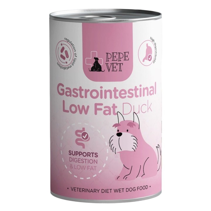 PAKA ZWIERZAKA Pepe Vet Gastrointestinal Basso contenuto di grassi Mono Anatra - cibo umido per cani - 400g