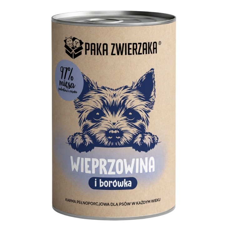 PAKA ZWIERZAKA Maiale con mirtilli Mono - cibo umido per cani - 400g