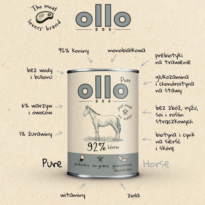 OLLO Puro cavallo - cibo umido cani - 400g