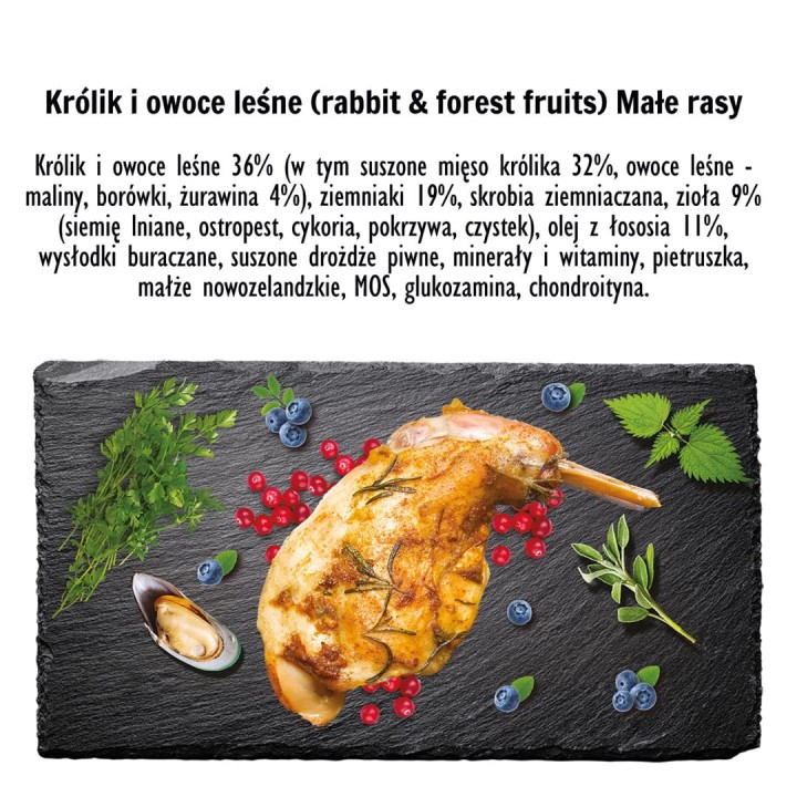 PAKA ZWIERZAKA Coniglio con frutti di bosco S - cibo secco per cani - 3kg