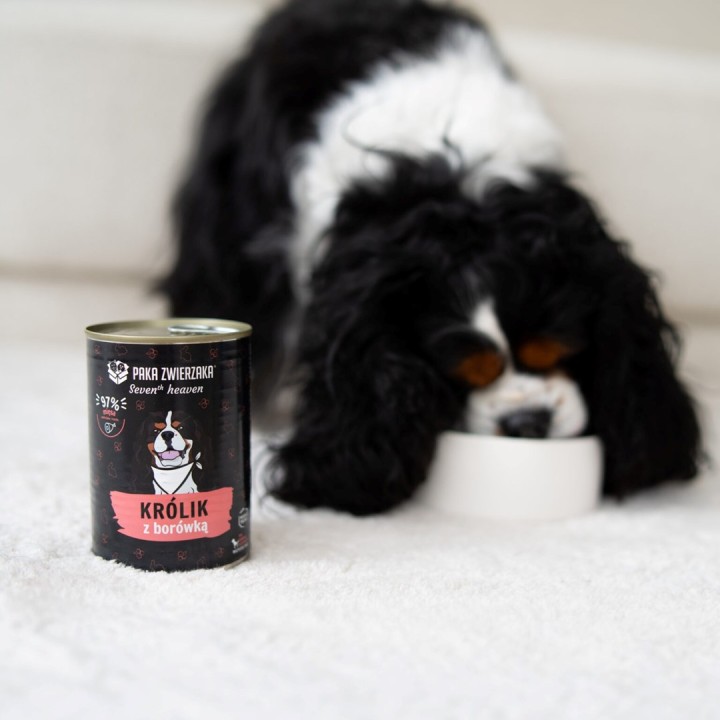 PAKA ZWIERZAKA Seventh Heaven Coniglio con mirtilli Mono - cibo umido per cani - 400g