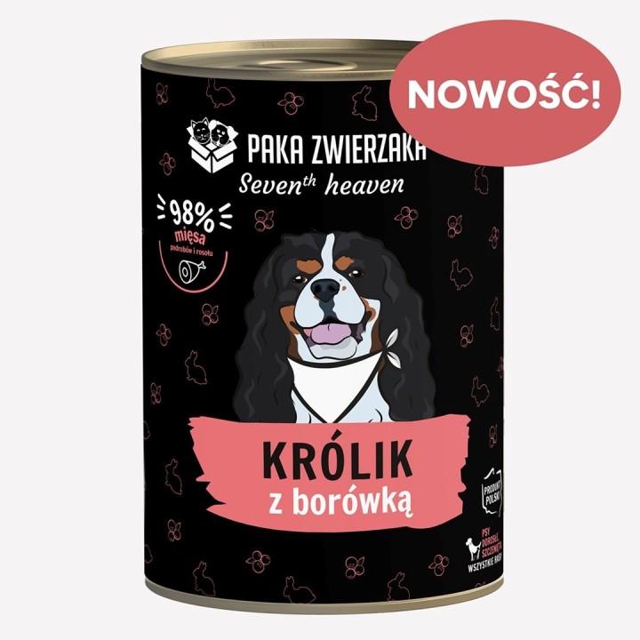 PAKA ZWIERZAKA Seventh Heaven Coniglio con mirtilli Mono - cibo umido per cani - 400g
