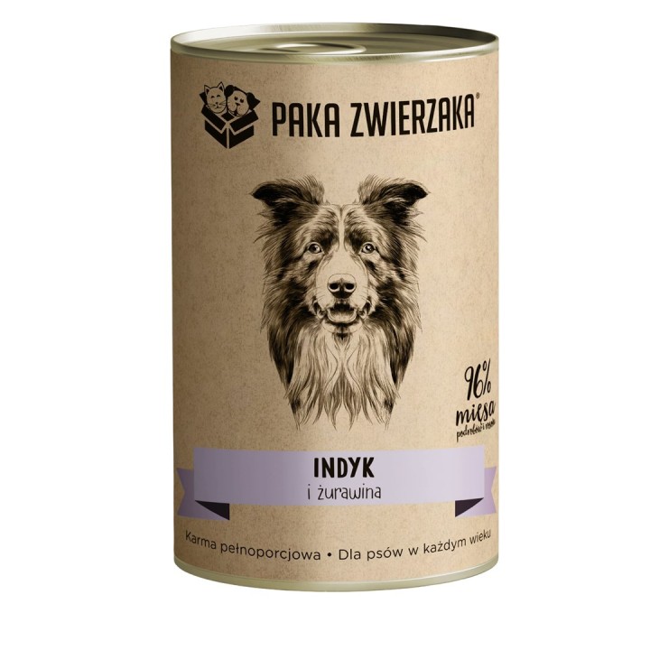 PAKA ZWIERZAKA Tacchino e mirtilli rossi - cibo umido per cani - 400g