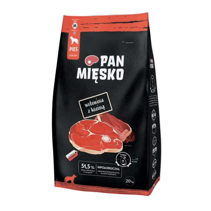 PAN MIĘSKO Manzo con capra M - cibo secco per cani - 20kg