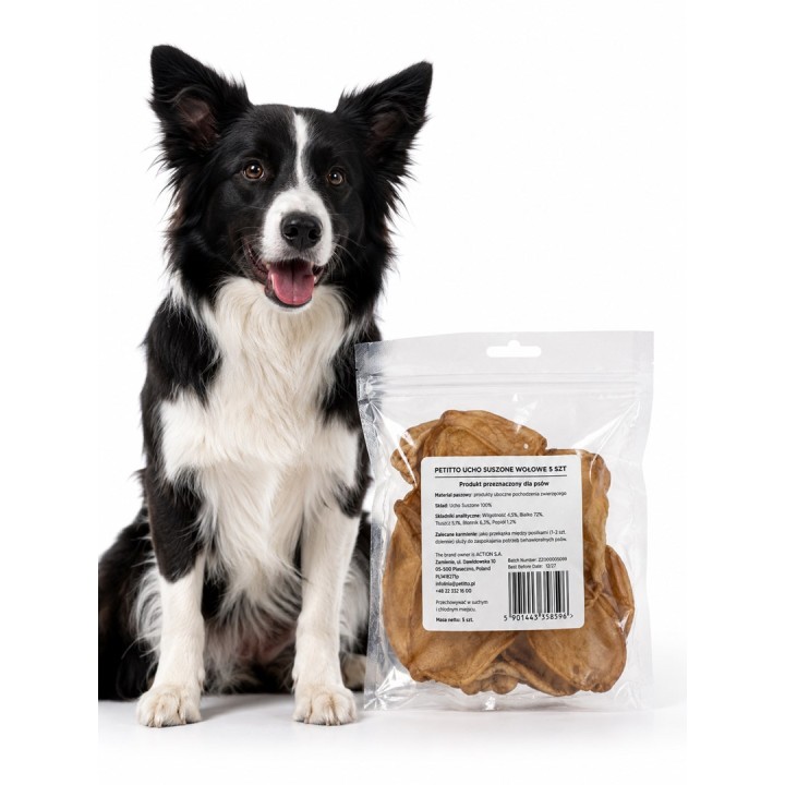 PETITTO Orecchio di manzo disidratato Mono - snack per cani - 5 pz