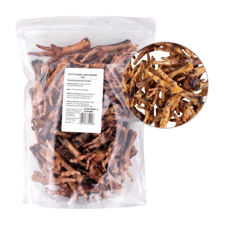 PETITTO Zampe di pollo secche - snack per cani - 1kg