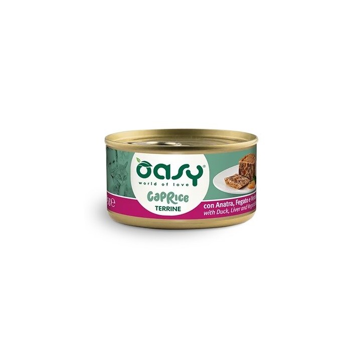 OASY Caprice Terrines con fegato di anatra e verdure - cibo umido per gatti - 85g