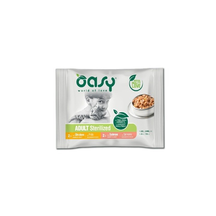 OASY Chunks in gravy Multipack Selezione sterilizzata - cibo umido per gatti - 4x85g