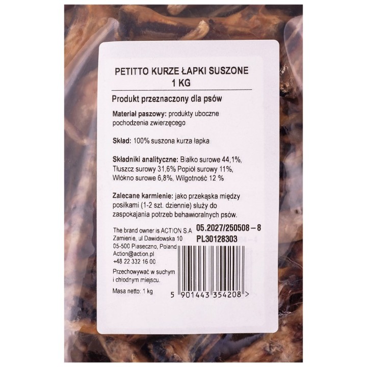 PETITTO Zampe di pollo secche - snack per cani - 1kg