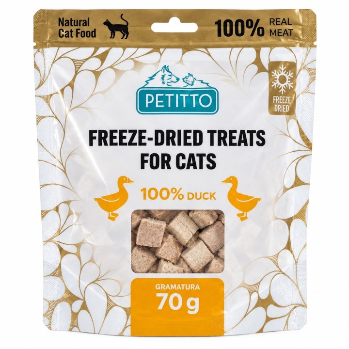 PETITTO Snack di anatra liofilizzati - snack per gatti - 70g