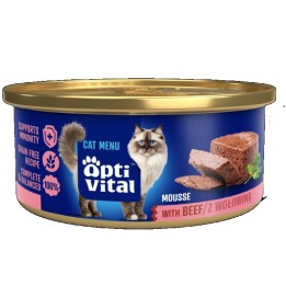 OPTIVITAL Fluffy mousse con manzo - cibo umido per gatti - 85g
