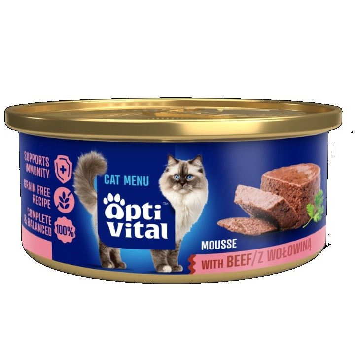 OPTIVITAL Fluffy mousse con manzo - cibo umido per gatti - 85g
