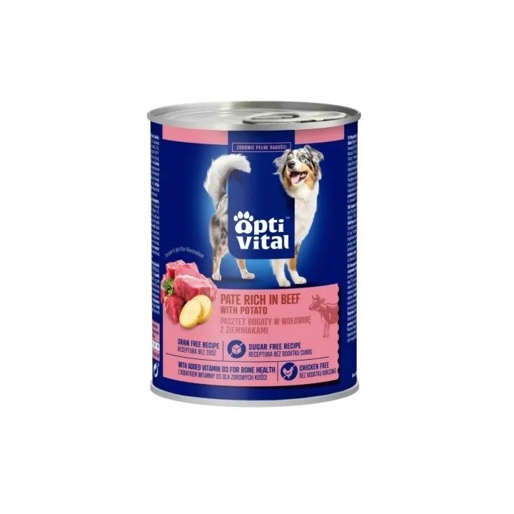 OPTIVITAL Patè di maiale ricco di manzo e patate - cibo umido per cani - 400g