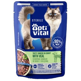 OPTIVITAL Sterile straccetti gustosi in salsa con vitello - cibo umido per gatti - 85g