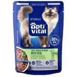 OPTIVITAL Sterile straccetti gustosi in salsa con vitello - cibo umido per gatti - 85g