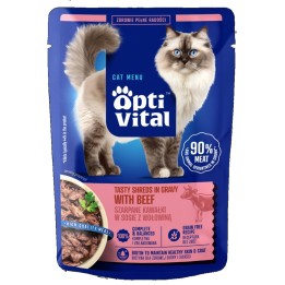 OPTIVITAL Tasty shreds in sugo con manzo - cibo umido per gatti - 85g