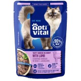 OPTIVITAL Tasty shreds in sugo con agnello - cibo umido per gatti - 85g