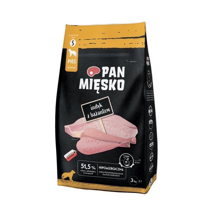 PAN MIĘSKO Tacchino con fagiano S - cibo secco per cani - 3kg