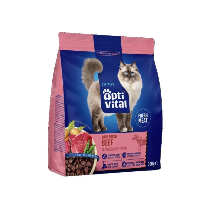 OPTIVITAL Con manzo fresco - cibo secco per gatti - 300g