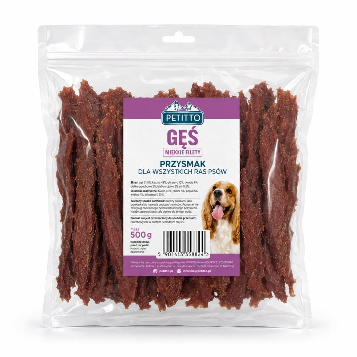 PETITTO Filetti morbidi di oca - snack per cani - 500g