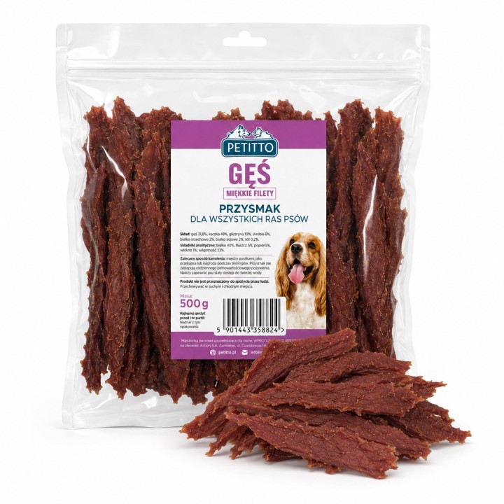 PETITTO Filetti morbidi di oca - snack per cani - 500g