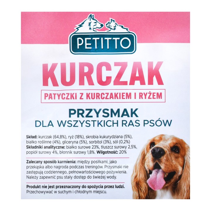 PETITTO Bastoncini con pollo e riso - snack per cani - 500 g