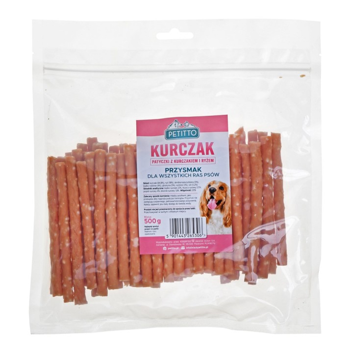 PETITTO Bastoncini con pollo e riso - snack per cani - 500 g
